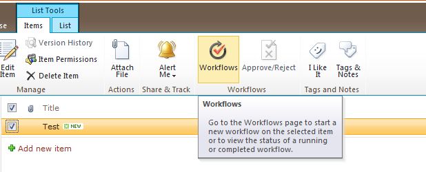 click on Workflows